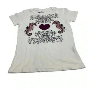 Grail Size Small Girls White Crew Neck Top. Made in USA. New No Tags
